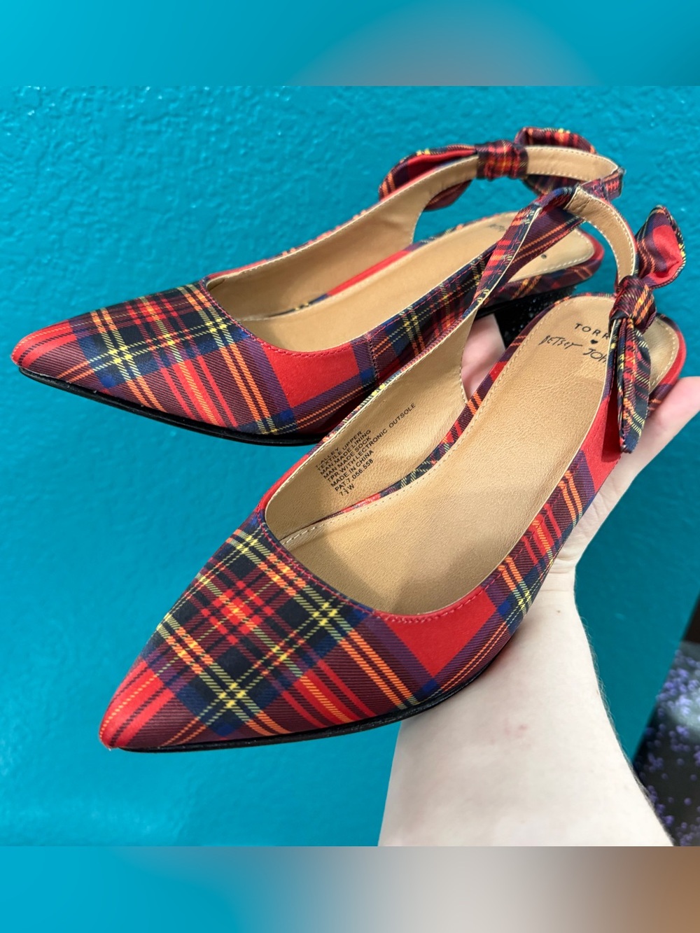 Betsey Johnson x Torrid Red Plaid Pointed Slingback Heels